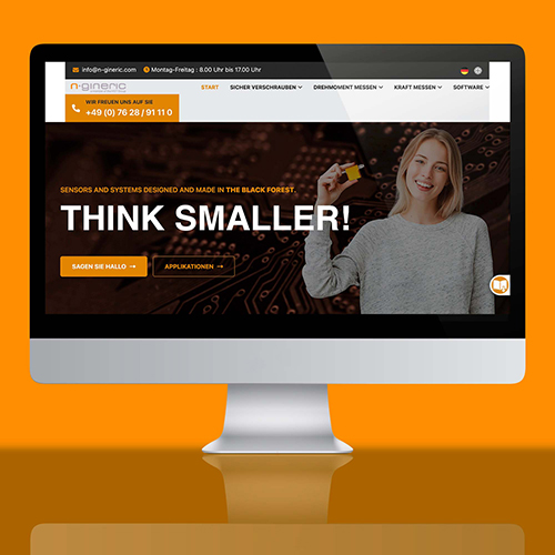 website für Ngineric in orangenem Farbschema