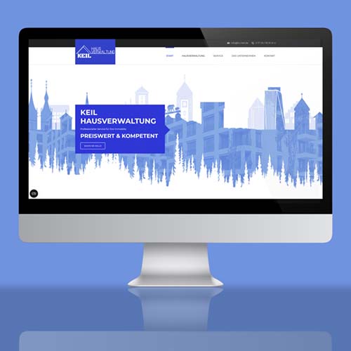 Website mit villinger skyline in blau